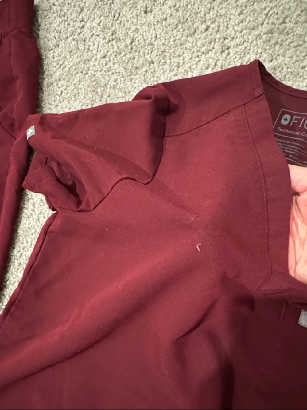 Figs Scrubs Set in Burgundy, XS top and XSP bottom - Picture 3 of 7